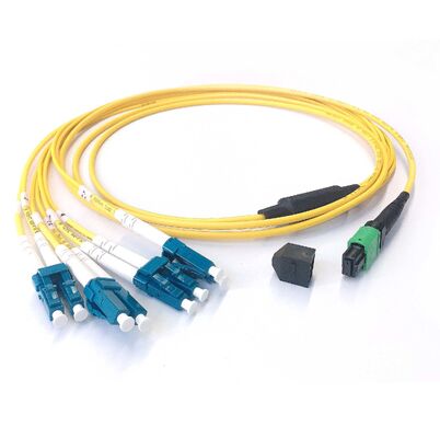 Single Mode 8fibers APC MPO-8 MTP-8 To LC Duplex Fiber Optical Break-out Patch Cable Polarity Method A B C 