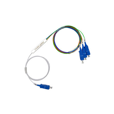 Low PDL 1x3 PLC Splitter Mini Blockless Tube Type Fiber Optic Splitter with SC APC Connector